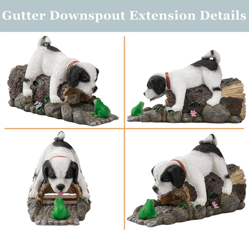 Euiroet Funny Dog Gutter Downspout Statue, Splash Block, Eco-Friendly Resin Decorative Gutter Extension Downspout, 3x4 Inch Gutter Extender Diverter, Rain Gutter Guard, Ideal Outdoor Gift - Image 3